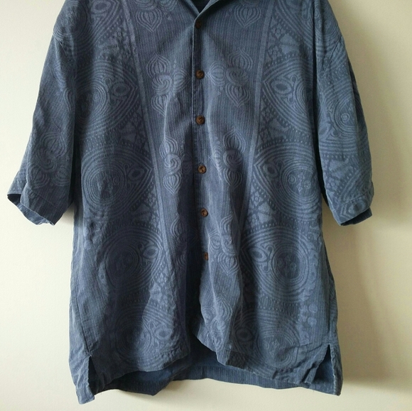 Boundary Bay 100% Silk Oversized Button Up Short Sleeve Shirt - Picture 9 of 14